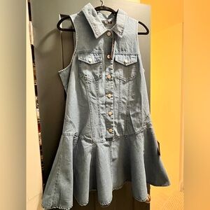 NWT Lulus Jaila Medium Wash Denim Collared Mini Dress Blue - Size XL